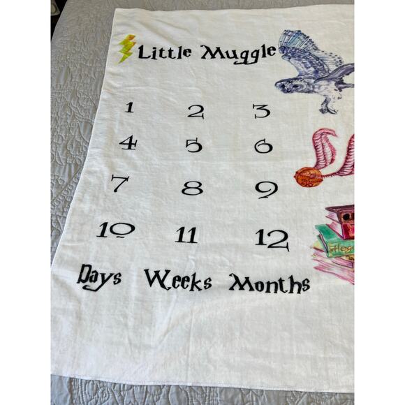 Little Muggle Wizard Themed Baby Milestone Photo Pictures Blanket Day Week Month - Picture 2 of 5